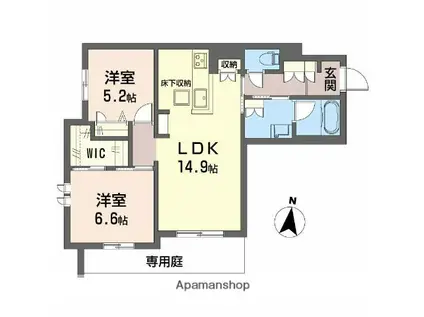 シャーメゾン レソール(2LDK/1階)の間取り写真