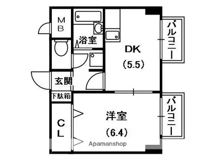 BELONG香里園(1DK/2階)の間取り写真