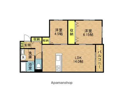 トレス長栄寺(2LDK/1階)の間取り写真