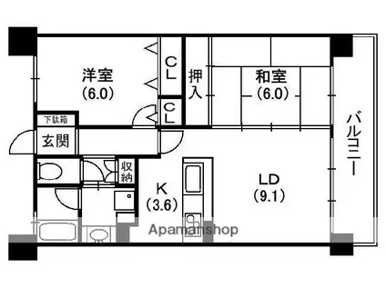 エスリード寝屋川駅前(2LDK/2階)の間取り写真