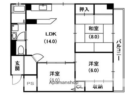 グロース寝屋川1(3LDK/3階)の間取り写真