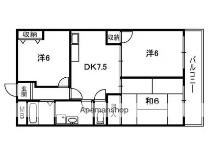 グランデール(3DK/3階)の間取り写真