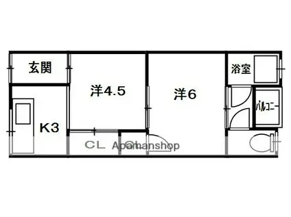 中尾ハイツ(2DK/1階)の間取り写真