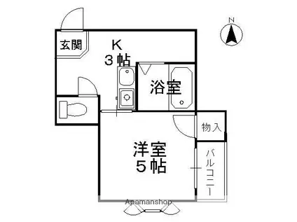 アンビエント三箇(1K/2階)の間取り写真