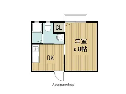 白芳荘20号館(1DK/2階)の間取り写真