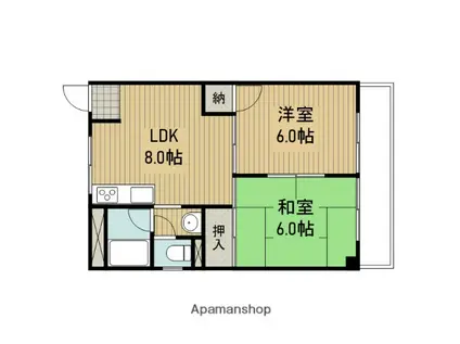 松栄畷ハイツ(1LDK/4階)の間取り写真