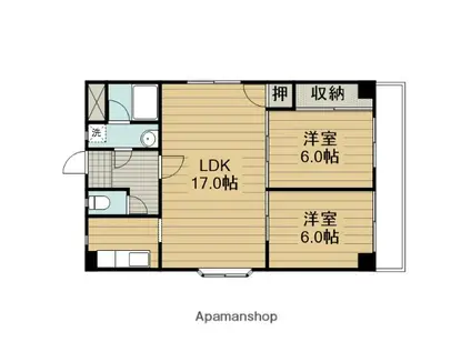 ハピネス48(2LDK/2階)の間取り写真