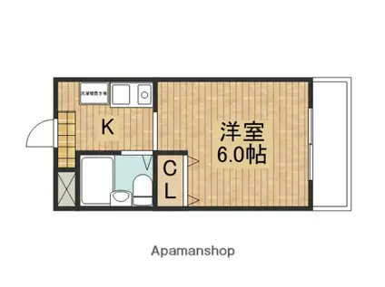 シンプルライフ(ワンルーム/3階)の間取り写真