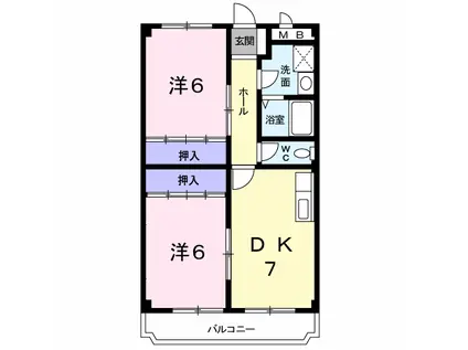 サウスワード(2DK/3階)の間取り写真