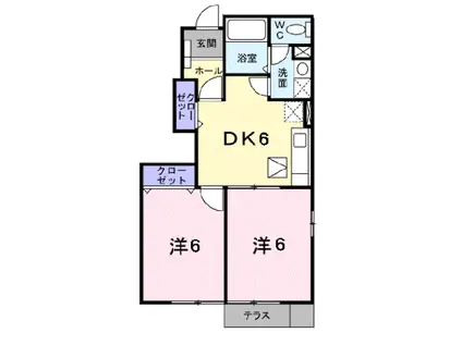 ボナールハイツ(2DK/1階)の間取り写真