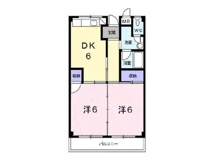 ヴィラサンライズ(2DK/3階)の間取り写真