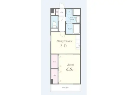 キューヴ(1DK/4階)の間取り写真