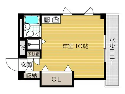 アメニティハイツ忍ケ丘(ワンルーム/3階)の間取り写真