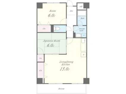 マンショングランメール(2LDK/4階)の間取り写真