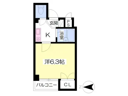 グランドール大野(1K/1階)の間取り写真