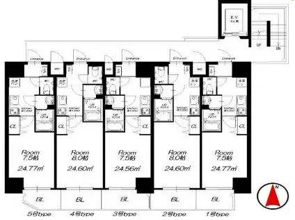 MARKST鶴見(1K/2階)の間取り写真