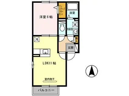 グラッツィエ(1LDK/2階)の間取り写真