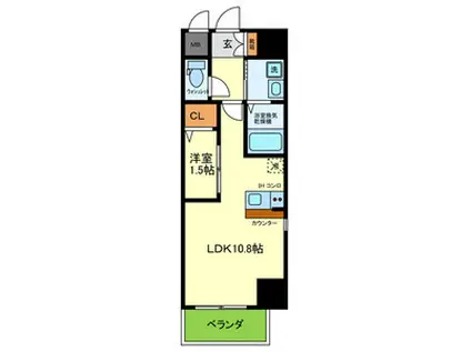 ONLYONE布施(1LDK/10階)の間取り写真