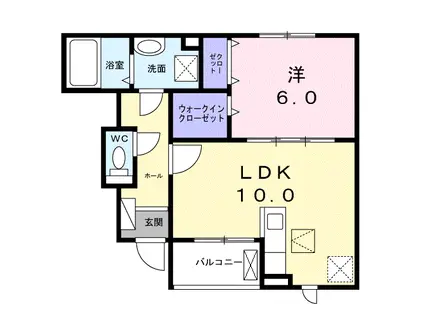 クレスト コート(1LDK/1階)の間取り写真