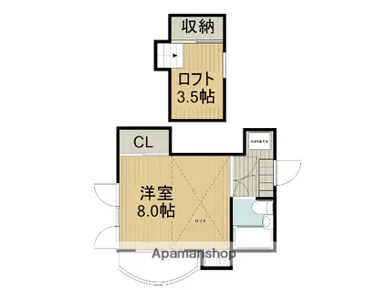 松本ハイツ(ワンルーム/2階)の間取り写真