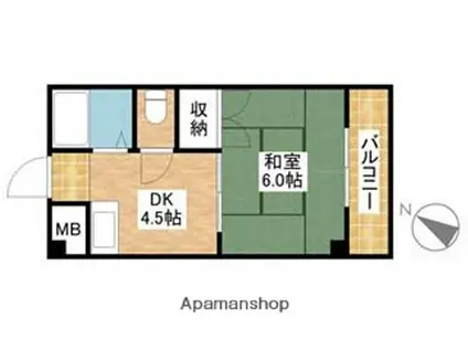 第7東城マンション(1DK/4階)の間取り写真