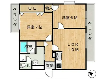 エステート小松(2LDK/3階)の間取り写真
