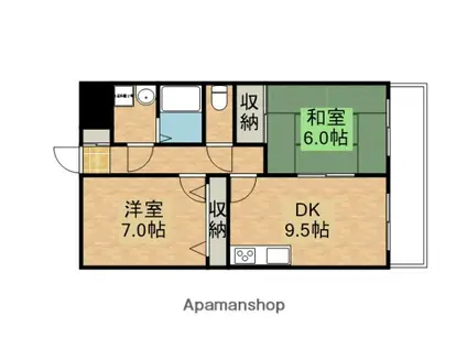 テラート1(2DK/1階)の間取り写真