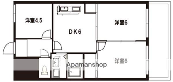 ロアール中野(3DK/4階)の間取り写真