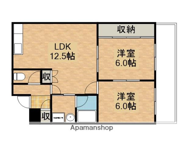 サンハイツ大下(2LDK/3階)の間取り写真