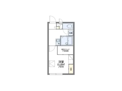 レオパレスリリー(1K/1階)の間取り写真