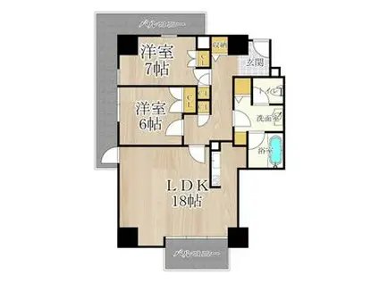 ザ・グランドビュー・オオサカ(2LDK/14階)の間取り写真