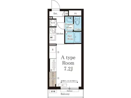 リブリ江坂(1K/2階)の間取り写真