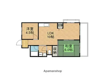 米虫ハイツ(2LDK/1階)の間取り写真