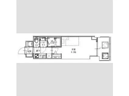 S-RESIDENCE江坂LIBLE(1K/11階)の間取り写真