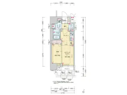 プレサンス塚本ミッドネクスト(1DK/6階)の間取り写真