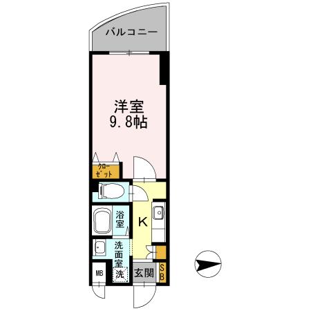 カスタリア新梅田(1K/2階)の間取り写真