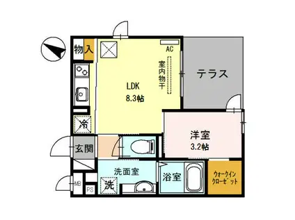 ハイデンス吹田(1LDK/1階)の間取り写真