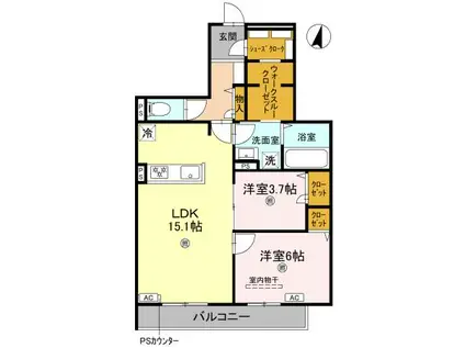 TORISIA REVE(2LDK/2階)の間取り写真