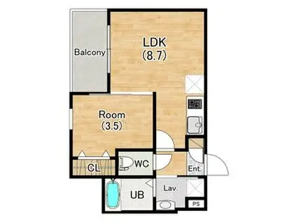 ジーメゾン姫島アウラ キャンセルのため再(1LDK/3階)の間取り写真