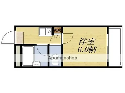 MUSE上山手(1K/1階)の間取り写真