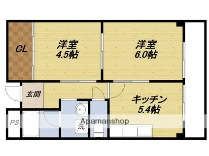 ハイムタイヨー(2DK/3階)の間取り写真