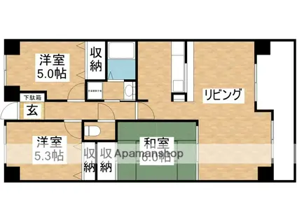 アビタシオン橋本2(3LDK/6階)の間取り写真