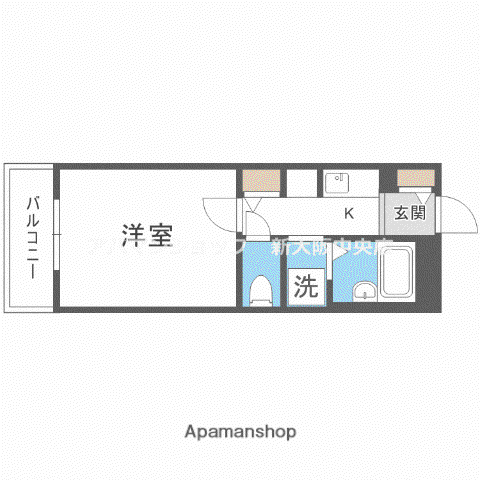 グランベイ豊新(1K/3階)の間取り写真