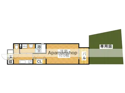 アリーヴィオ(ワンルーム/1階)の間取り写真