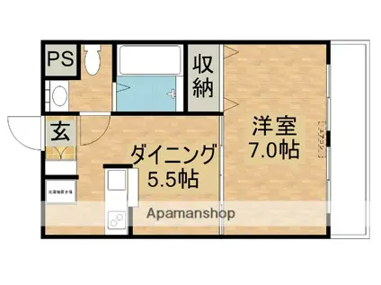 カサソルパティオ(1DK/3階)の間取り写真