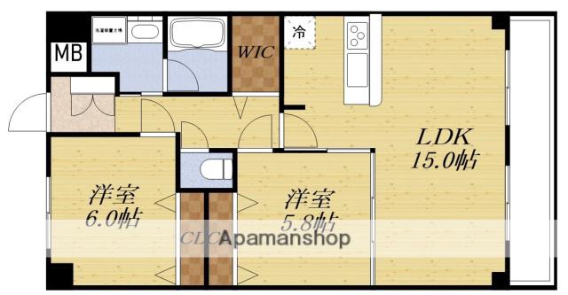 アンフィニⅩⅡ江坂ガーデン(2LDK/6階)の間取り写真