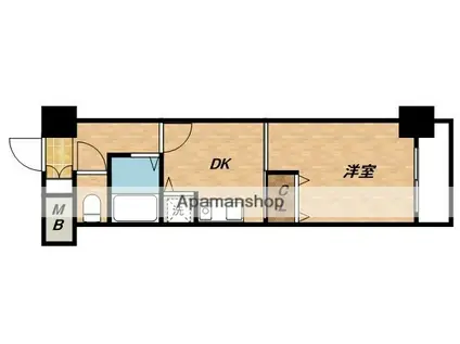 ノルデンハイム東三国(1DK/12階)の間取り写真