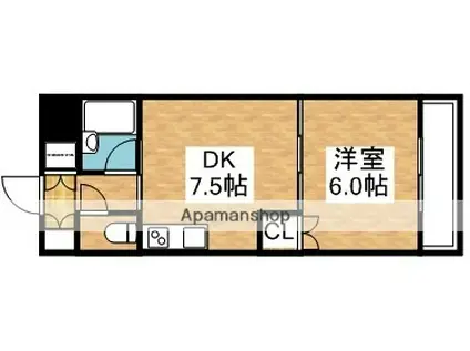 おおきに北大阪リバーフロントAP(1DK/9階)の間取り写真