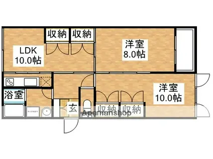 プルメリア西三国1番館(2LDK/2階)の間取り写真