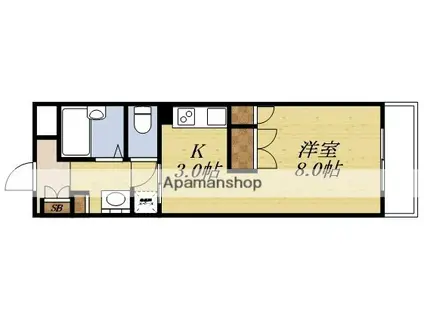 ビーバ江坂(1K/6階)の間取り写真